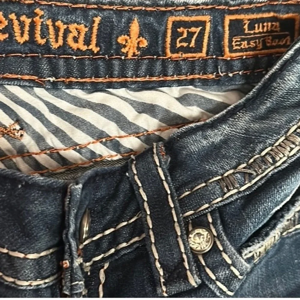 Rock Revival Blue Jeans with Contrast Stitching - Picture 3 of 3